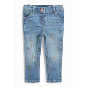 Blugi denim cu imprimeu cu curcubeu pentru fetițe, mărimea 12-18 luni (86 cm) - Next