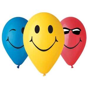 5er Pack 12 Zoll Smiley-Latexballons in Blau, Gelb und Rot - Luftballons