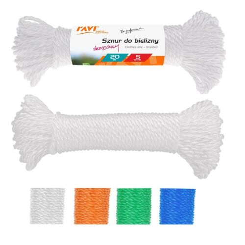 RAVI 5mm x 20m sodrott ruhaszárító kötél, tartós mosókötél - Kötél