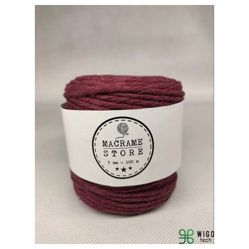 Bordó Macrame Store 5mm pamut makramé zsinór tekercs, 100m hosszúság, DIY kellékek - Fonal