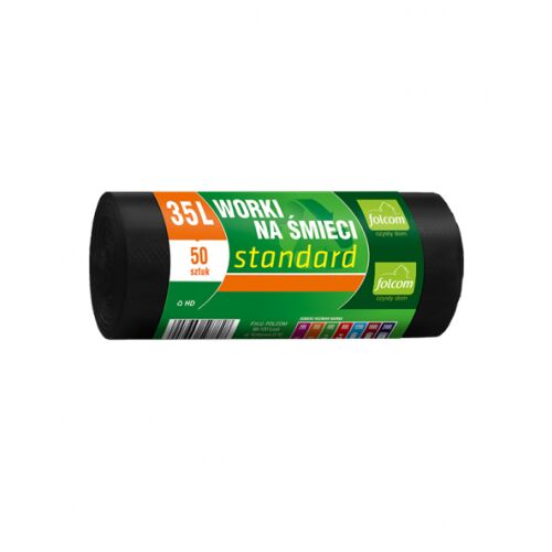 Folcom 35 literes standard fekete szemeteszsákok, 50 darabos tekercs. - Szemeteszsák