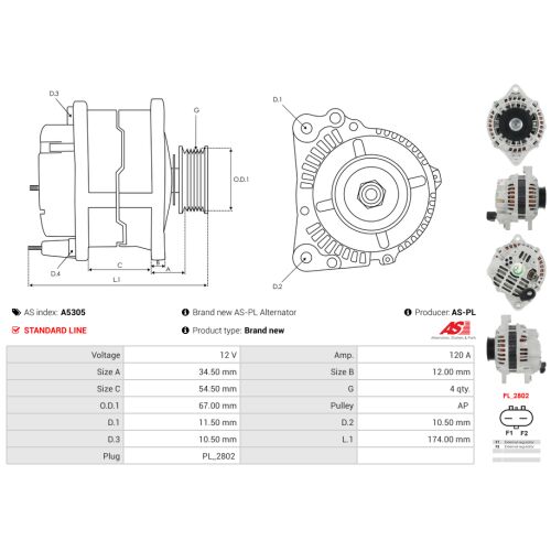 CHRYSLER PR CRUISER 1.6 2.0 2.4 GENERÁTOR 158113998 - Autó generátor