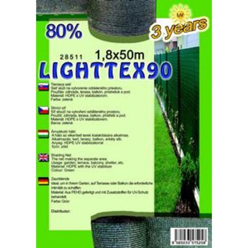 LIGHTTEX90 árnyékoló háló zöld, 1,8x50m, 80%-os árnyékolás - Árnyékoló háló