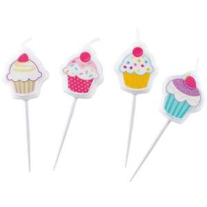 Set de 4 lumânări de ziua de naștere în formă de cupcake - Decoratiuni pentru tort