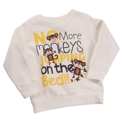 Kinder Sweatshirt mit Affen-Motiv, No More Monkeys Jumping on the Bed, Langarm, 2-3 Jahre, 98 cm