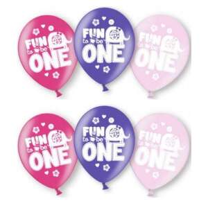 6-balónový set ružových, fialových a bielych latexových balónov s nápisom 'Fun to be One' a vzorom slona na dekoráciu prvej narodeninovej párty - Balóny
