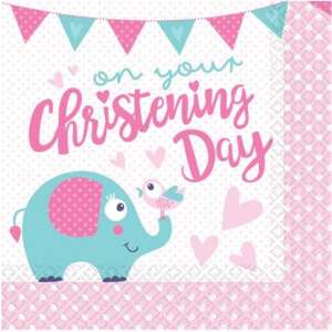 Krštenje, Ružičasta salveta za krštenje 16 komada 33*33 cm 44320995 - Papirnata konfekcija