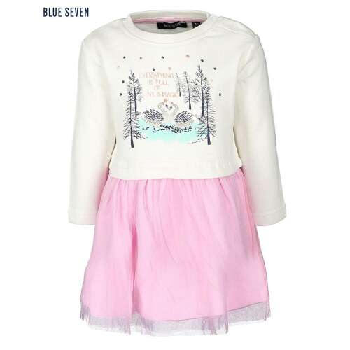 Sukienka dla dziewczynki Blue Seven z nadrukiem łabędzi, biała i różowa, 1-3 miesiące (62 cm)