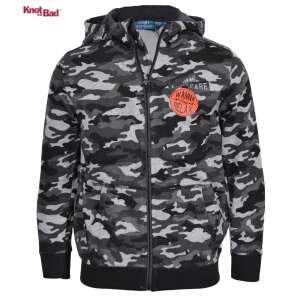 Knot So Bad Camo-Kapuzenpullover für Jungen, 18-24 Monate, grau-schwarzer Camouflage-Druck mit orangefarbenem Patch - Pullover für Kinder