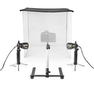 Kit studio foto portabil | 600 mm | 600 mm | 600 mm | 600 mm | 600 mm | 600 mm | 400 lm | Pliabil | Include fundal | Include geantă de călătorie | Negru 44321639 Lumini de studio și reflectoare