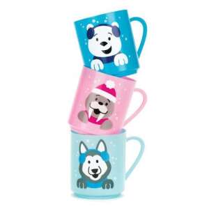 Set de 3 cani de plastic BakerRoss cu modele de animale de iarnă, albastru, roz și albastru deschis, pentru copii - Cani