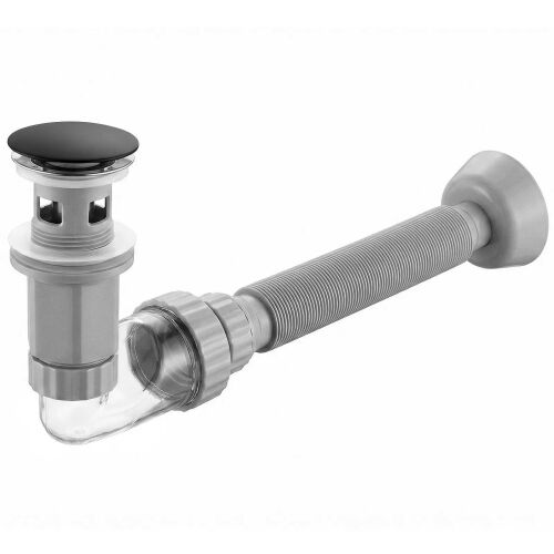 Mosdószifon click-clack leeresztővel REA Flow Black 163456878 - Mosdó és mosogató szifon