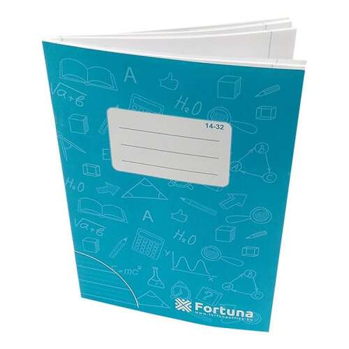 Caiet Fortuna A/5 cu 32 pagini, copertă albastră cu simboluri matematice