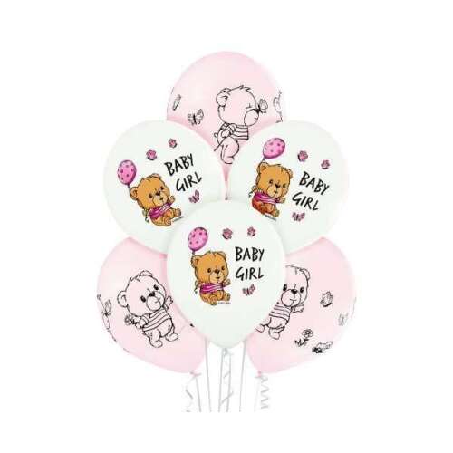 6er Pack Baby Girl Luftballons mit Teddybär-Motiv