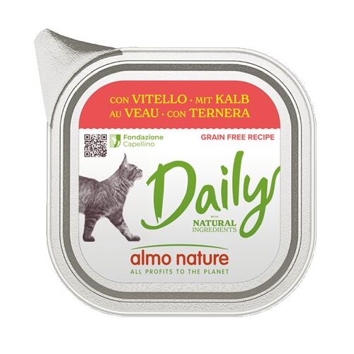 Almo Nature Daily borjúhúsos macskaeledel, 100g gabonamentes nedves eledel - Macskatartás