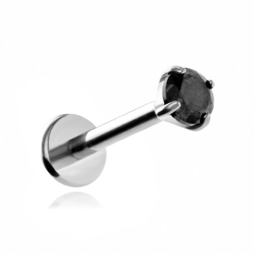 Titán ezüst labret fekete cirkóniával 1.2/10/4 162063072 - Piercing