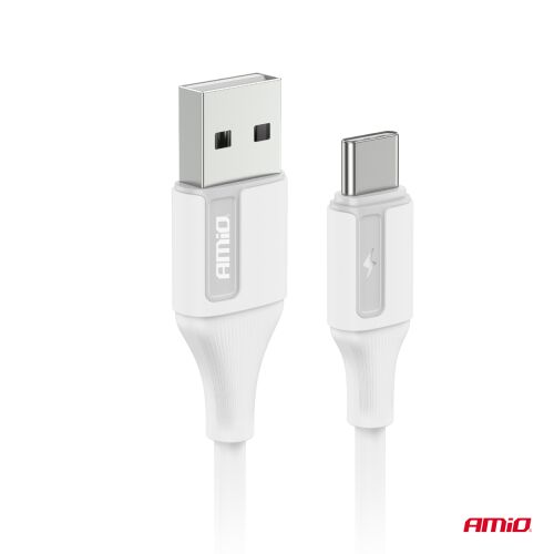 AMIO USB-A - USB-C töltőkábel, 3A, fehér - Töltő, töltőkábel és egyéb kábel