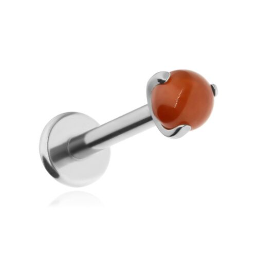 Titán labret fülbevaló karneol kővel, ezüst - Piercing