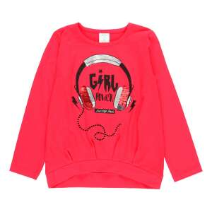 Boboli Music Langarm-T-Shirt für Mädchen, rot mit schwarzem und silbernem Druck, 8 Jahre (128 cm) - Boboli