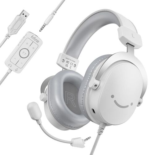 Fifine H9W fehér gaming fejhallgató mikrofonnal és hangerőszabályzóval - Gaming