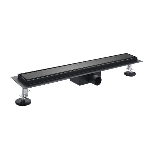 BASIC Fekete lineáris zuhanyfolyóka 120 cm, rozsdamentes acél szerkezet - Lefolyó