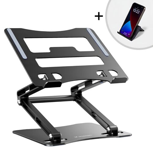 Wozinsky WRS-CPY75DSB alumínium laptop és tablet állvány ingyenes okostelefon tartóval - Laptop állvány