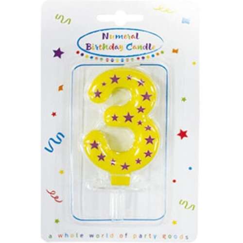 Kolorowa świeczka na tort, cyfrowa świeca z numerem 3