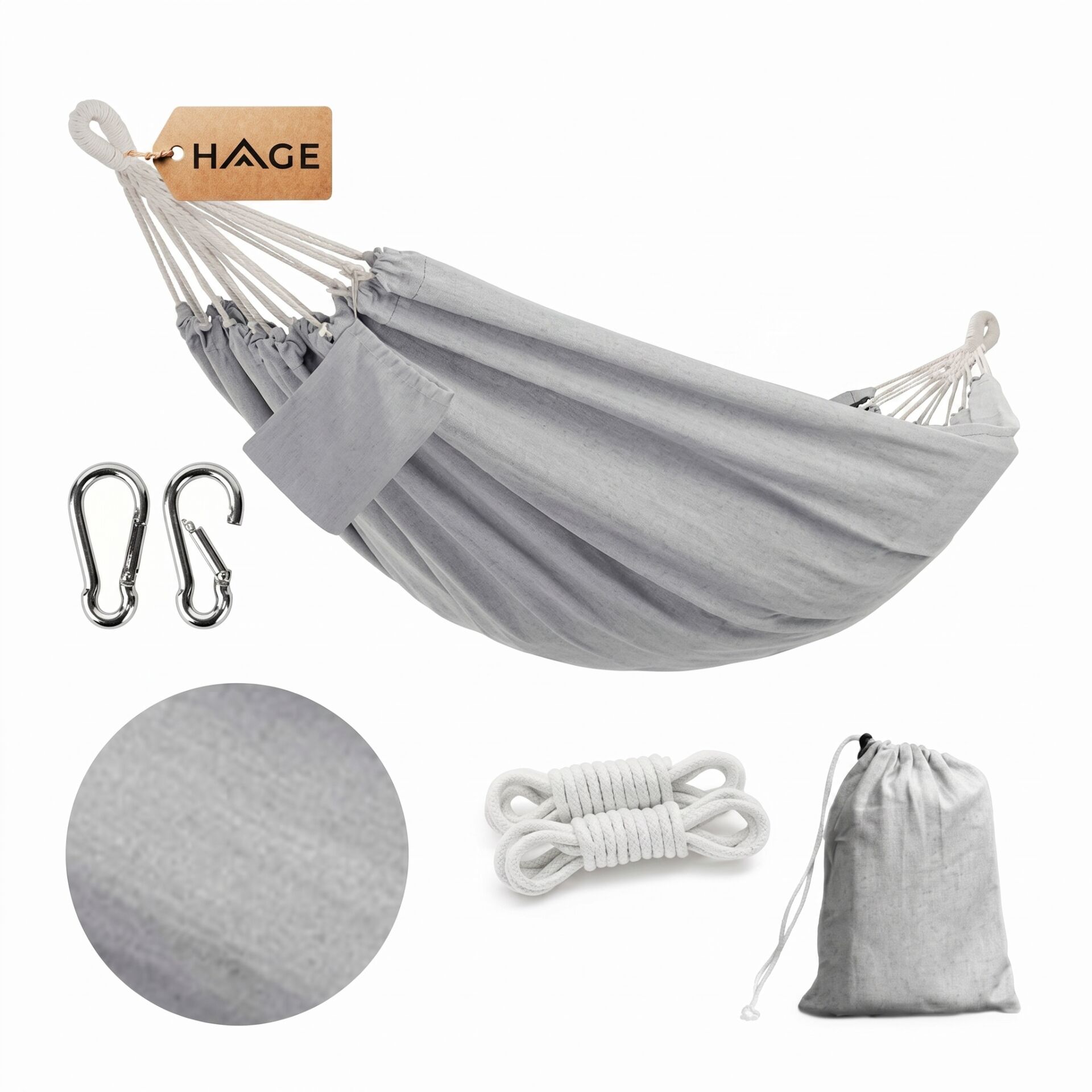 E-shop Hage Dvojitá záhradná hojdacia sieť 150x275cm, s nosnosťou 240kg - Sivá