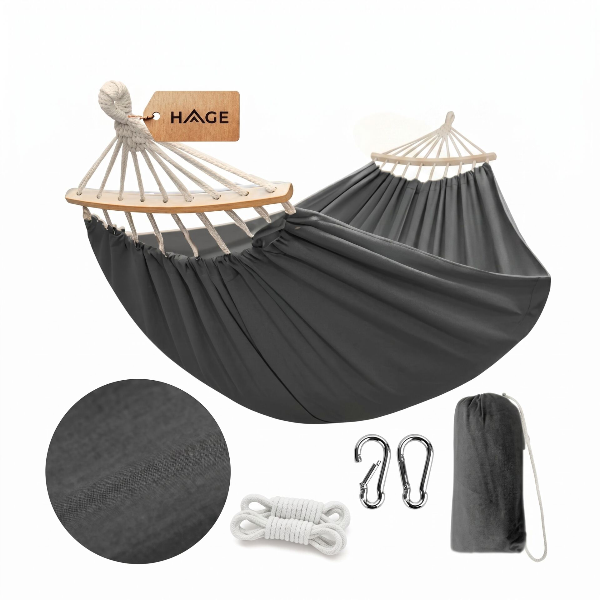 E-shop Hage Dvojitá záhradná hojdacia sieť s drevenou tyčou 150x275cm, n...