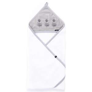Ręcznik kąpielowy z kapturem Womar Velvet z wzorem piór, 100x100 cm, biały - Ręcznik kąpielowy, ręcznik kąpielowy, łapacz