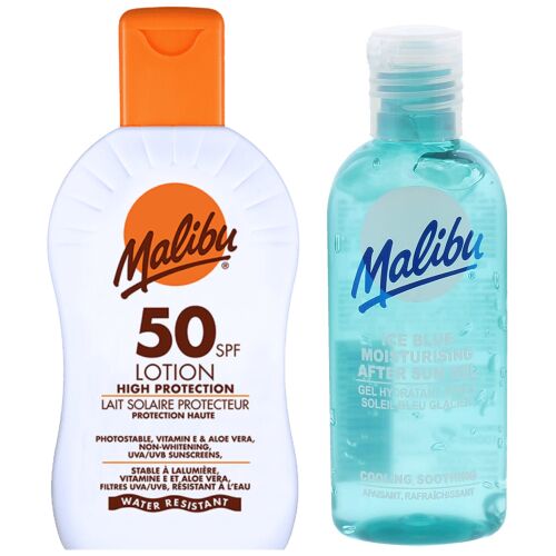 Malibu SPF50 vízálló balzsam 200ml + napozás utáni gél 100ml 158321296 - Napozószer