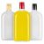 Három klasszikus lapos 500ml üvegpalack különböző színű kupakokkal