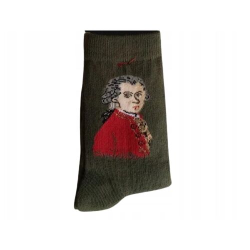 MUSEARTA khaki gyerek zokni Mozart mintával, EU 27-30 méret - Gyerek zokni