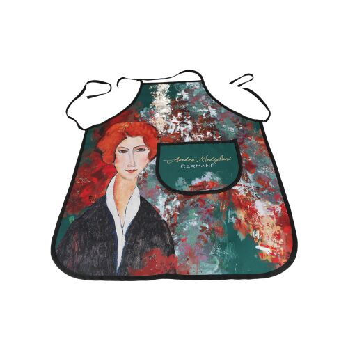 CAMANI konyhai kötény Amedeo Modigliani 'Női portré' mintával, elszigetelve fehér háttéren - Kötény