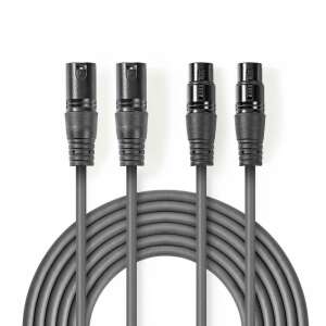 Symetryczny kabel audio | 2x wtyk XLR 3-pin | 2x gniazdo XLR 3-pin | niklowany | 0,50 m | okrągły | PVC | ciemnoszary | kartonowe pudełko