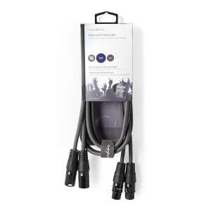 Nedis® Szimmetrikus XLR Audio Kábel, 2x XLR 3-tűs Dugasz, 2x XLR 3-Pin Aljzat, 1.50 m, Sötét Szürke - XLR kábel