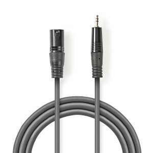 Nedis XLR-3,5 mm-es audiokábel, 3 m, sötét szürke - XLR kábel