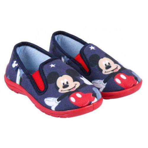 Pár Disney Mickey Egér papucs, sötétkék piros talppal - Puhatalpú babacipő és kocsicipő