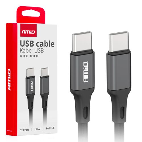 USB-C - USB-C 60W töltőkábel 200cm FullLINK AMIO-03903 158428123 - USB kábel
