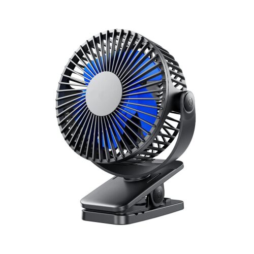 OVERTANG hordozható csíptetős ventilátor, USB újratölthető, kék és fekete - Ventilátor