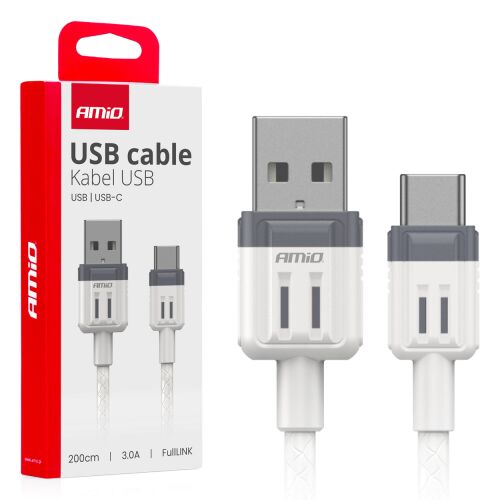 USB-A - USB-C 3A töltőkábel 200 cm FullLINK AMIO-03906 158485559 - USB kábel