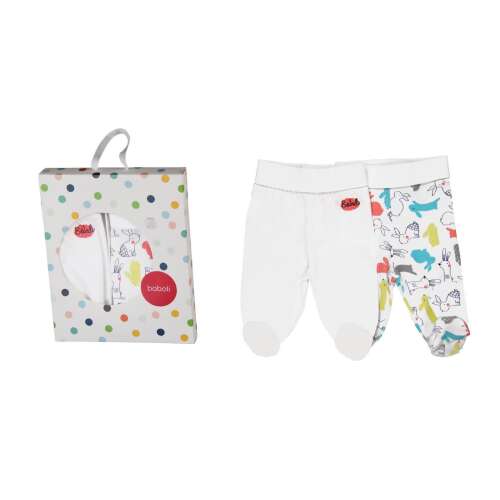 boboli baba ajándék szett 2 db nyuszi mintás talpas nadrággal ajándék dobozban