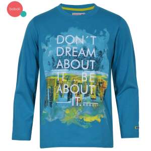 Boboli Langarm-T-Shirt für Jungen, blau mit 'Don't dream about it, be about it' Aufdruck - Boboli