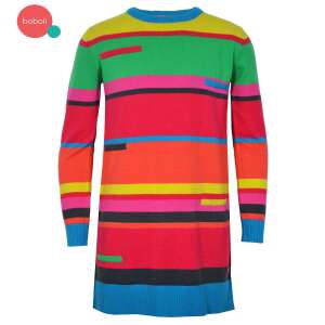 Pletené šaty boboli s farebnými pruhmi pre dievčatá, 18-24 mesiacov, pohľad spredu - Boboli