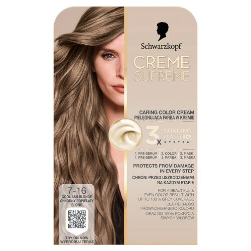 SCHWARZKOPF Creme Supreme Hajfesték 7-16 Coll Ash Dark Blonde árnyalat 158539217 - Hajfesték