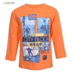 LOSAN póló City Block narancssárga 18-24 hó (92 cm) 44354567 Gyerek hosszú ujjú pólók