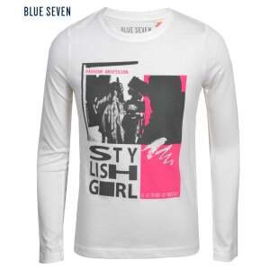 Blue Seven Stylish Girl Langarm-T-Shirt für Mädchen, weiß mit schwarz-rosa Druck - Babys & Toddler