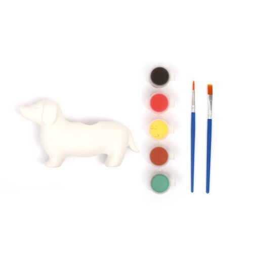 Festetlen Graine Creative tacskó kerámia figura festékekkel és ecsetekkel DIY kézműveshez - Játék