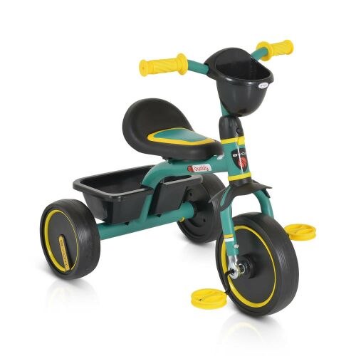 BYOX Buddy zöld tricikli fekete kosarakkal és sárga részletekkel - Tricikli