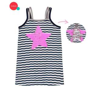 boboli nyári ruha tengerész csíkokkal és pink/ezüst átfordítható csillaggal, 4-5 éves (110 cm) - Boboli